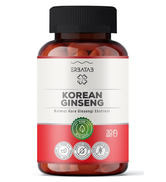 Erbatab Roter Koreanischer Ginseng Extrakt – Hochdosiert – 60 Kapseln