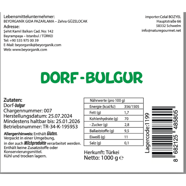 Dorf Bulgur - Beyorganik - Bio Türkischer Dorf-Bulgur 1 kg