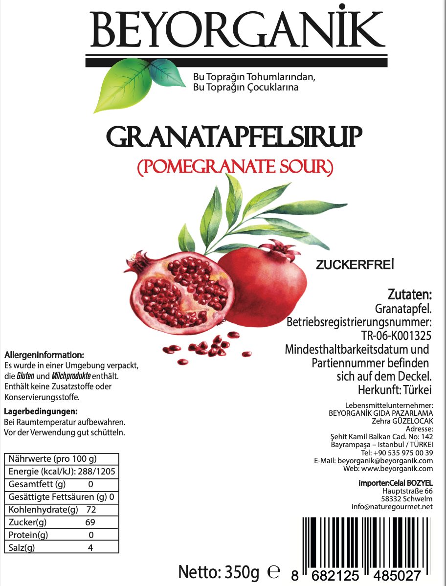 Beyorganik Bio Granatapfelsirup- 350 ml