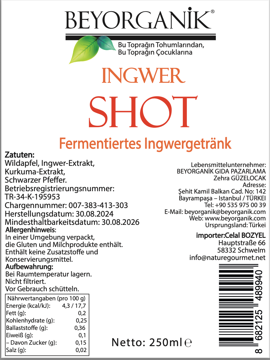 Beyorganik Bio Ingwer Shot 250 ml