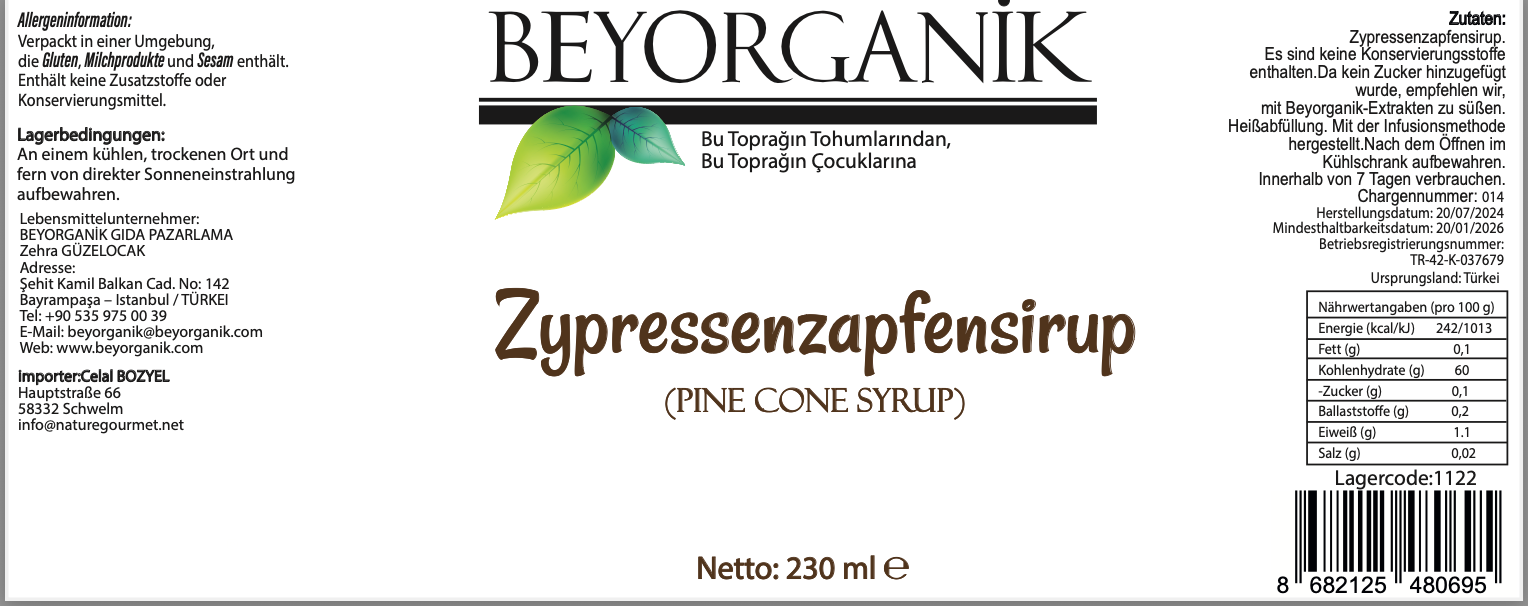 Beyorganik Bio Kiefernzapfen Sirup 230 ml