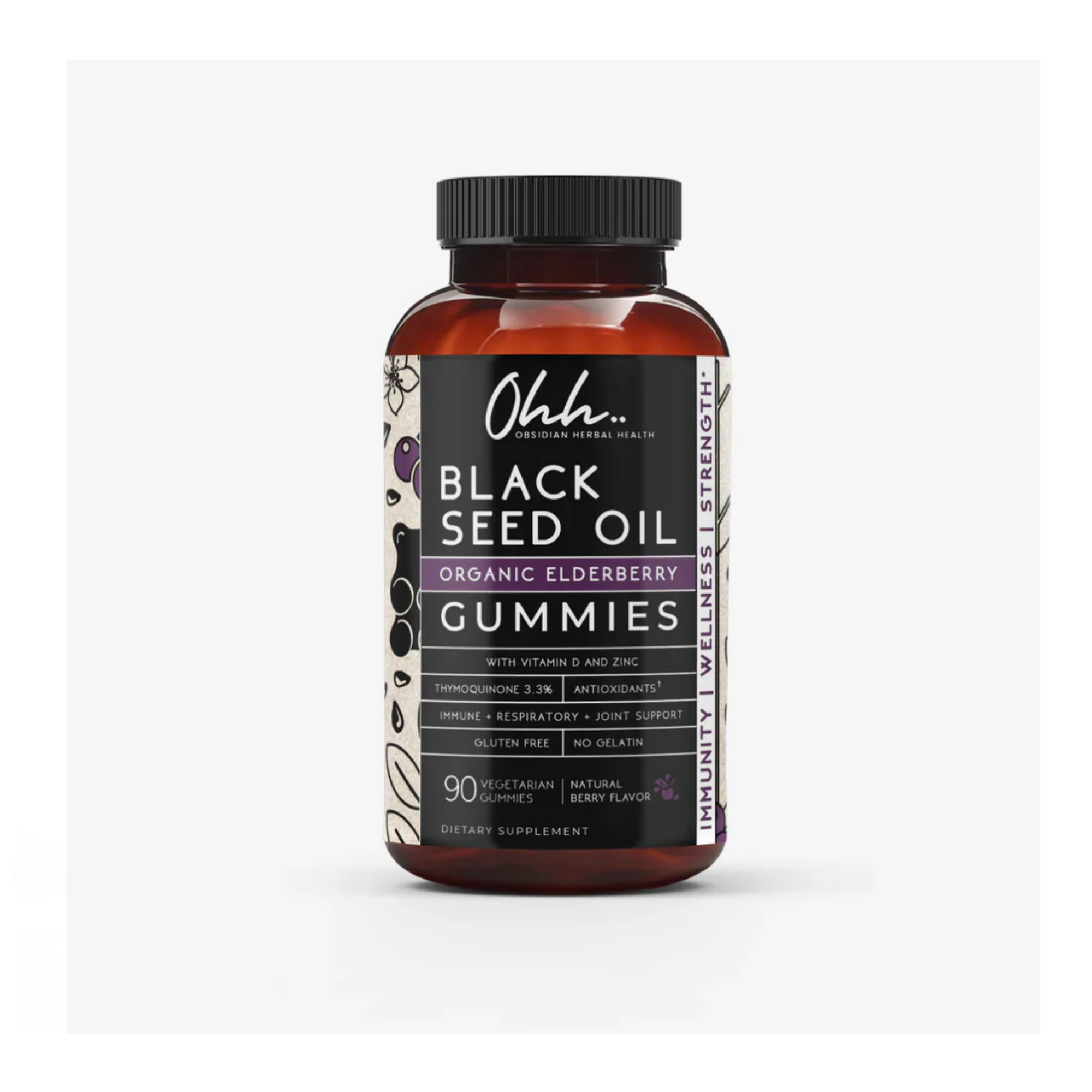 Bio-Schwarzkümmelöl und Holunderbeeren