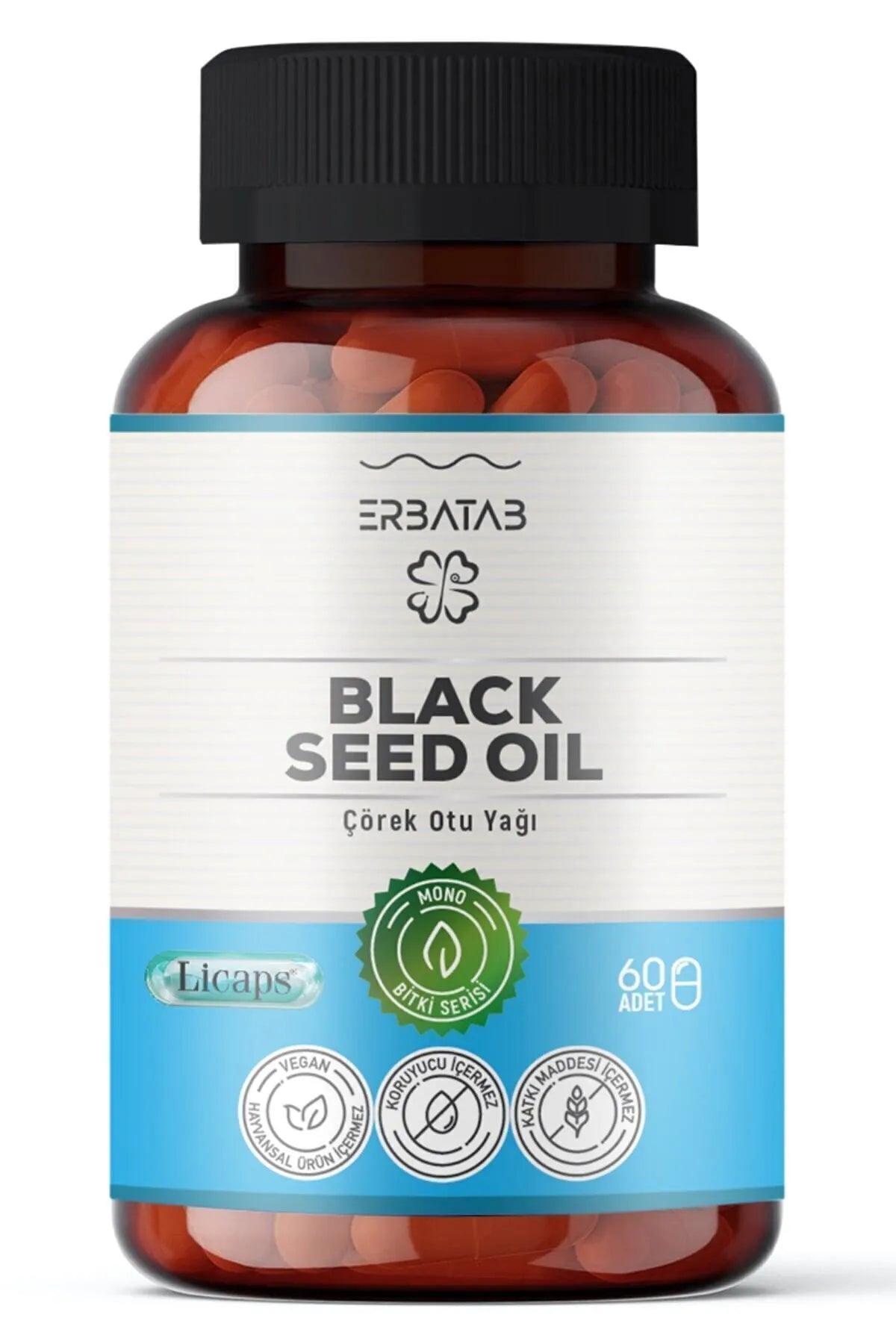 Erbatab Çörekotu Yağı – Siyah Tohum Yağı – 60 Kapsül (Licaps® Teknolojisi)