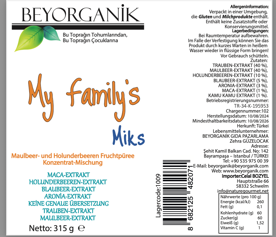Beyorganik Organik My Familys Mix 315gr