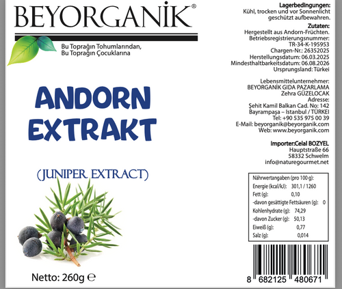 Beyorganik Bio Andız Sirup – Organischer Andız Extrakt (260 g) - MHD: 08.2026