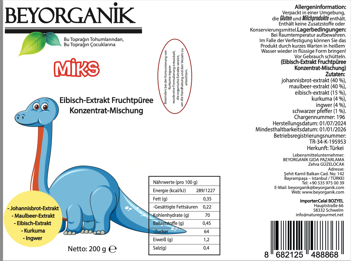 Beyorganik-Mischung mit Propolis-Mutter-Dinosaurier-Power-Sirup 200 ml