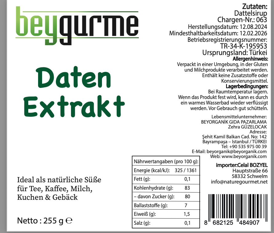 Beygurme Hurma Özü 255 Gram