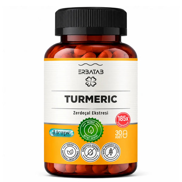 Erbatab Kurkuma Kapseln – Curcumin Extrakt, Hochdosiert, Vegan – 30 Kapseln